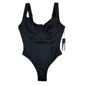 TA3 Hi Cut Lifty Black One-Piece Corset Lace-Up Underwire SMALL SHORT D/DD